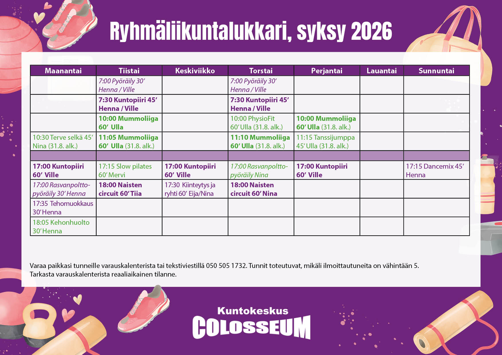 Colosseum lukkari syksy 2026