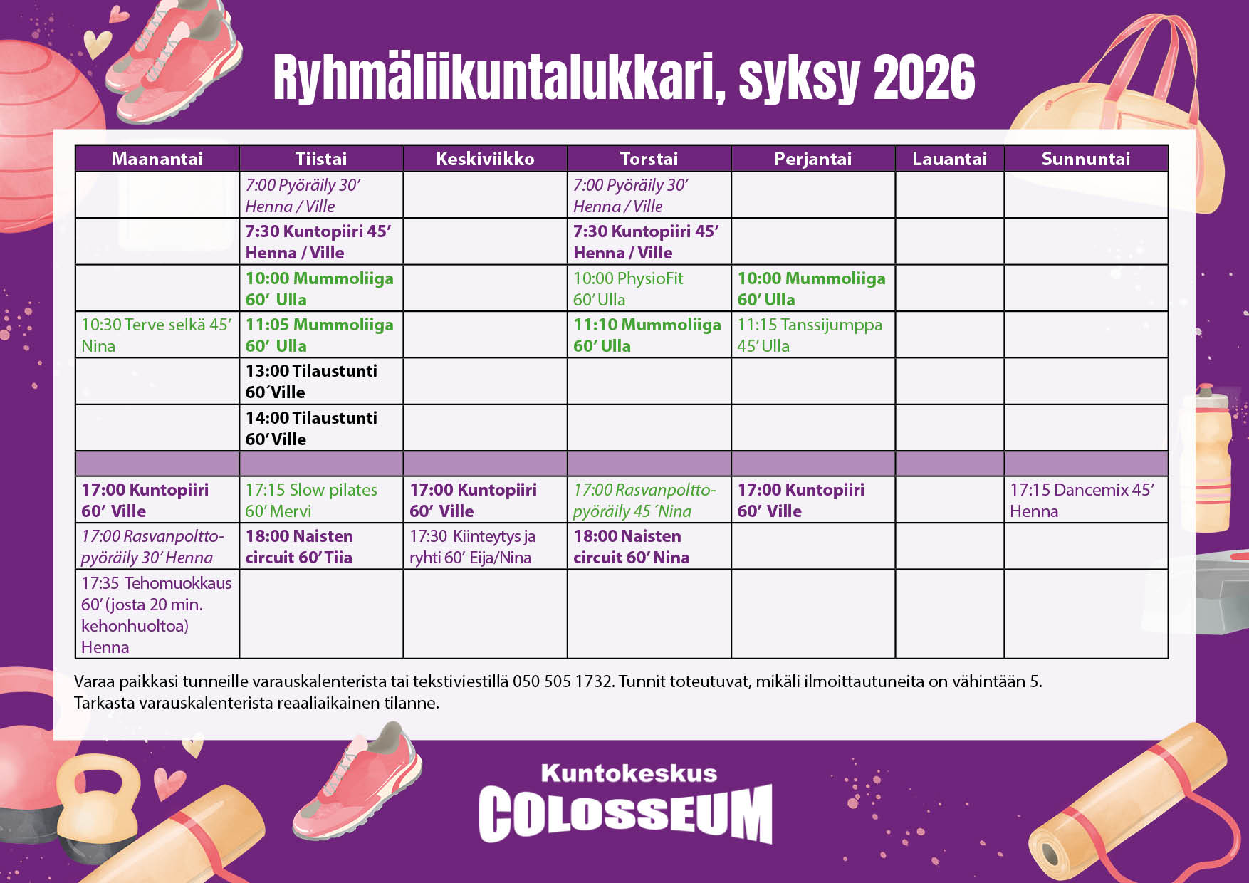 Colosseum lukkari syksy 2026
